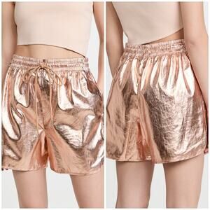 ALC Metallic Rose Gold Ryder Metallic Foil Coated Linen Shorts Women's XS NWT